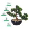 30cm Artificial Japanese Pine Bonsai Tree, Lifelike Faux Tree with Green Leaves & Pot, Maintenance-Free & Long Lasting Faux Plants, Odorless & Waterproof Fake Plants Event, Office & Home Decor