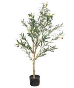 Alternative view of Artificial Olive Tree, Realistic Potted Faux Plants with Green Leaves & Faux Olives, Odorless, Maintenance-Free & Long-Lasting Flexible Branches Fake Plants for Home Office Event Decor (120cm)