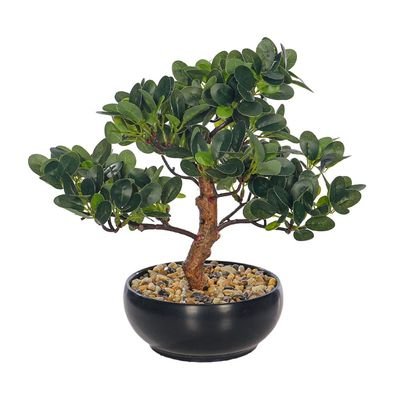 Artificial Bonsai Tree, Lifelike Faux Plants with Round Green Leaves & Pot, Long Lasting & Maintenance-Free Faux Tree, No Watering & Odorless Fake Plants for Home Office Event Decor (30cm) - Image 2