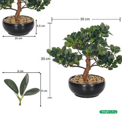 Artificial Bonsai Tree, Lifelike Faux Plants with Round Green Leaves & Pot, Long Lasting & Maintenance-Free Faux Tree, No Watering & Odorless Fake Plants for Home Office Event Decor (30cm) - Image 4