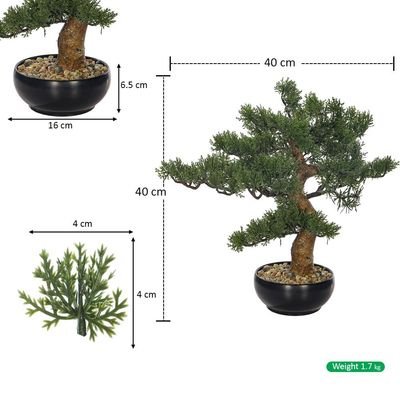Artificial Bonsai Tree, Lifelike Faux Plants with Green Leaves & Pot, Maintenance-Free, No Watering, Long Lasting Faux Tree, Odorless & Waterproof Fake Plants for Event Home Office Decor (40cm) - Image 4