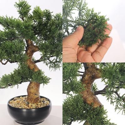 Artificial Bonsai Tree, Lifelike Faux Plants with Green Leaves & Pot, Maintenance-Free, No Watering, Long Lasting Faux Tree, Odorless & Waterproof Fake Plants for Event Home Office Decor (40cm) - Image 5
