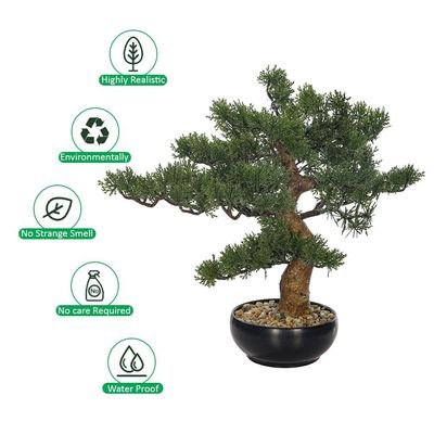 Artificial Bonsai Tree, Lifelike Faux Plants with Green Leaves & Pot, Maintenance-Free, No Watering, Long Lasting Faux Tree, Odorless & Waterproof Fake Plants for Event Home Office Decor (40cm)