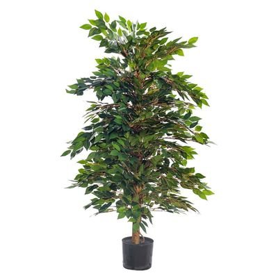 Artificial Ficus Tree, Realistic Green Leaves Fake Plants with Flexible Stems & Pot, UV Resistant, Waterproof & Maintenance-Free Faux Plants, Floor Plant for Home Office Event Decor (120cm) - Image 2