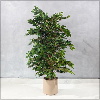 Artificial Ficus Tree, Realistic Green Leaves Fake Plants with Flexible Stems & Pot, UV Resistant, Waterproof & Maintenance-Free Faux Plants, Floor Plant for Home Office Event Decor (120cm) - Image 3