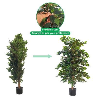 Artificial Ficus Tree, Realistic Green Leaves Fake Plants with Flexible Stems & Pot, UV Resistant, Waterproof & Maintenance-Free Faux Plants, Floor Plant for Home Office Event Decor (120cm) - Image 5