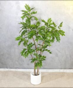 6.2ft Artificial Wisteria Tree, Lifelike Silk Faux Tree with Bendable Branches, Realistic Green Leaves Artificial Plants with Pot, Waterproof & No Maintenance Fake Plant for Home, Office, Patio - Image 3