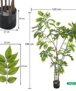 6.2ft Artificial Wisteria Tree, Lifelike Silk Faux Tree with Bendable Branches, Realistic Green Leaves Artificial Plants with Pot, Waterproof & No Maintenance Fake Plant for Home, Office, Patio - Image 4