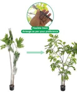 6.2ft Artificial Wisteria Tree, Lifelike Silk Faux Tree with Bendable Branches, Realistic Green Leaves Artificial Plants with Pot, Waterproof & No Maintenance Fake Plant for Home, Office, Patio - Image 5