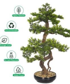 Artificial Bonsai Tree, Lifelike Faux Plants with Green Leaves & Pot, Maintenance-Free, No Watering, Long Lasting Faux Tree, Odorless & Waterproof Fake Plants for Event Home Office Decor (85cm)