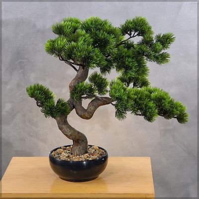 45cm Artificial Pine Bonsai Tree, Realistic Faux Plant with Green Leaves & Pot, Maintenance-Free & Water-Resistant Faux Tree, No Watering & Odorless Fake Plants for Home, Office Event Decor - Image 3