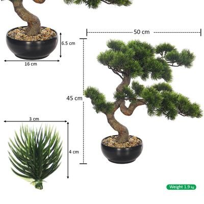 45cm Artificial Pine Bonsai Tree, Realistic Faux Plant with Green Leaves & Pot, Maintenance-Free & Water-Resistant Faux Tree, No Watering & Odorless Fake Plants for Home, Office Event Decor - Image 4