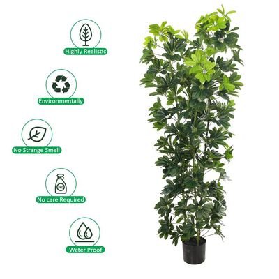 Artificial Schefflera Plant, 180cm Tall Faux Plant with Green Leaves, Adjustable Stems & Pot, Indoor/Outdoor Decor, Maintenance-Free & Long-Lasting Fake Plants for Home, Office & Event Decor