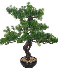 Alternative view of Artificial Pine Bonsai Tree, Realistic Faux Plant with Green Leaves & Pot, Maintenance-Free & Water-Resistant Faux Tree, No Watering & Odorless Fake Plants for Home Office Event Decor (55cm)