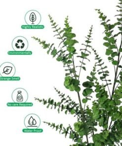 Artificial Eucalyptus Plant, Fake Plants with Realistic Silk Green Leaves & Pot, Long Lasting, Maintenance-Free & UV Resistant Faux Plants for Indoor/Outdoor, Balcony Home Office & Event Decor