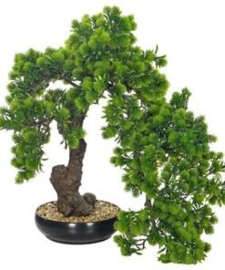 Alternative view of 65cm Artificial Bonsai Tree, Realistic Japanese Zen Pine Faux Tree with Green Leaves & Pot, Maintenance-Free & Long Lasting Water-Resistant & Odorless Fake Plant for Home, Office & Event Decor