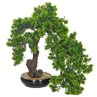 65cm Artificial Bonsai Tree, Realistic Japanese Zen Pine Faux Tree with Green Leaves & Pot, Maintenance-Free & Long Lasting Water-Resistant & Odorless Fake Plant for Home, Office & Event Decor - Image 2