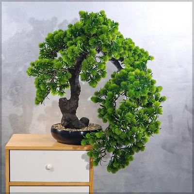65cm Artificial Bonsai Tree, Realistic Japanese Zen Pine Faux Tree with Green Leaves & Pot, Maintenance-Free & Long Lasting Water-Resistant & Odorless Fake Plant for Home, Office & Event Decor - Image 3
