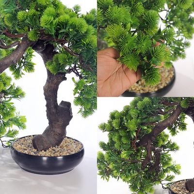 65cm Artificial Bonsai Tree, Realistic Japanese Zen Pine Faux Tree with Green Leaves & Pot, Maintenance-Free & Long Lasting Water-Resistant & Odorless Fake Plant for Home, Office & Event Decor - Image 5
