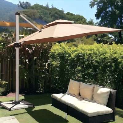 Sunshade Aluminium Garden Umbrella with Rotating Handle Stylish Outdoor Patio Decor and UV-Resistant Canopy 3 x 3 Meter - Image 2