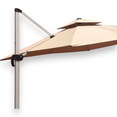 Sunshade Aluminium Garden Umbrella with Rotating Handle Stylish Outdoor Patio Decor and UV-Resistant Canopy 3 x 3 Meter - Image 4