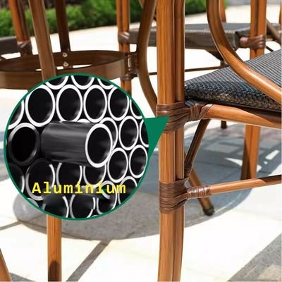 Jeffcoco Furniture Garden Dining Chair Outdoor Desk Chair Patio Balcony Dinner Chair Poly Rattan Restaurant,Coffee Shop (Black Chair) - Image 3