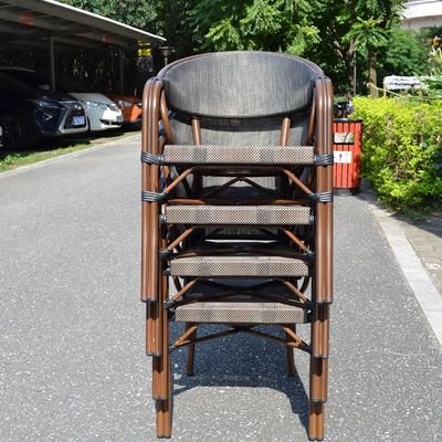 Jeffcoco Furniture Garden Dining Chair Outdoor Desk Chair Patio Balcony Dinner Chair Poly Rattan Restaurant,Coffee Shop (Black Chair) - Image 4