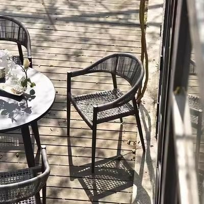 Jeffcoco Furniture Garden Chair,Balcony Chair Grey Arm Chair For Outdoor Lounge Chair Patio Seating - Image 2