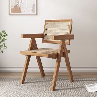 Jeffcoco Furniture Solid Wood Armchair Garden Chairs Dining Dinner Slatted Chairs Home Furniture Wooden Outdoor Indoor Seating - Image 2