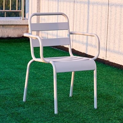 Jeffcoco Furniture Outdoor Metal Chair,Water proof,Heat Proof,Balcony Garden Stackable Arm Chair(1 PC Grey) - Image 2