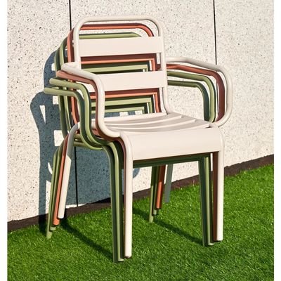 Jeffcoco Furniture Outdoor Metal Chair,Water proof,Heat Proof,Balcony Garden Stackable Arm Chair(1 PC Grey) - Image 3