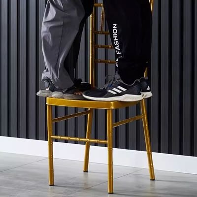 Jeffcoco Furniture Wedding Bamboo Plastic Chair For Party Dining Home Furniture Outdoor Balcony Chair (Gold Plastic) - Image 3