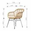 Jeffcoco Furniture Outdoor Hand-made rattan chairs for bacony,coffee shop,Dining Chair,Garden Chair Relax,interior Design,Italy Style home reading chair with cusion (2 Piece Chair)