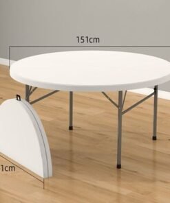 Jeffcoco Furniture Portable Plastic Folding Table Dia 150cm Round for 8-10 Person for Party/Picnic/Garden/Dining/Kitchen/Buffee/Restaurant (1.5m)