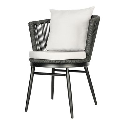 Jeffcoco Furniture Garden Lounge Seat Set,Outdoor Chair with Cushions,Patio Outdoor Balcony Seat,Grey Outdoor Sofa Furniture Handmade Rope (Chair) - Image 2
