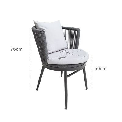 Jeffcoco Furniture Garden Lounge Seat Set,Outdoor Chair with Cushions,Patio Outdoor Balcony Seat,Grey Outdoor Sofa Furniture Handmade Rope (Chair) - Image 3