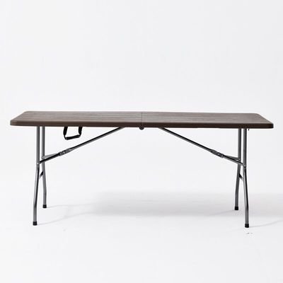 Jeffcoco Furniture Wood Design Outdoor Camping Table,Heavy Duty Plastic Outdoor Folding Picnic Table,Folding Trestle Table (1.8M Brown) - Image 5