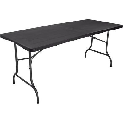 Jeffcoco Furniture Outdoor Camping Table,Heavy Duty Plastic Outdoor Folding Picnic Table,Folding Trestle Table (1.8M black,wood) - Image 2