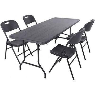 Jeffcoco Furniture Outdoor Camping Table,Heavy Duty Plastic Outdoor Folding Picnic Table,Folding Trestle Table (1.8M black,wood) - Image 5