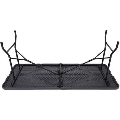 Jeffcoco Furniture Outdoor Camping Table,Heavy Duty Plastic Outdoor Folding Picnic Table,Folding Trestle Table (1.8M black,wood)