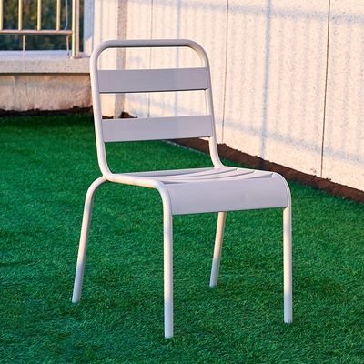 Jeffcoco Furniture Outdoor Metal Chair,Water proof,Heat Proof,Balcony Garden Stackable No Arm Chair(1 PC Grey) - Image 2
