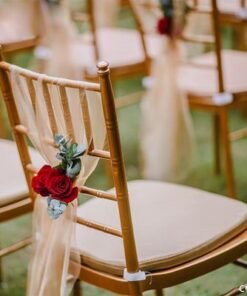 Jeffcoco Furniture Wedding Bamboo Metal Chair For Party Dining Home Furniture Outdoor Balcony Chair (Gold Metal)