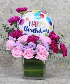 Cute Birthday Balloon and Flower Vase