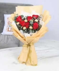 Lovely 6 Red Roses and Ferrero Bouquet