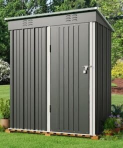 Alternative view of Egardenkart, Outdoor Storage Shed Metal - Light Grey, 5x3 Ft | Garden Shed with Lockable Door | Outdoor Storage Cabinet for Garden Storage | Outdoor Shed Storage (With Installation)
