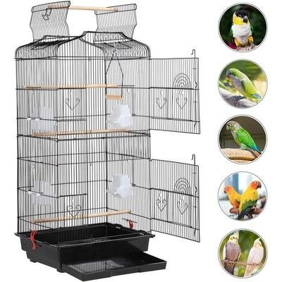 Open Play Top Bird cage with Rolling Stand for Cockatiel Sun Conure Parakeet (Black) - Image 4