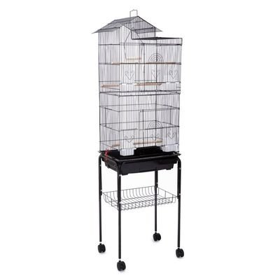 Roof Top Large Bird cage with Rolling Stand for Cockatiel Sun Conure Parakeet (Black) - Image 2