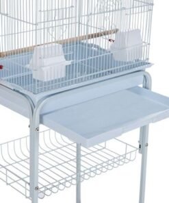 Roof Top Large Bird cage with Rolling Stand for Cockatiel Sun Conure Parakeet (White)