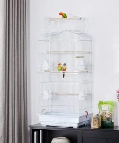 Alternative view of 41-Inch Open Top Medium Bird Cage for Parakeets, Finches, Canaries, Lovebirds, Small Quaker Parrots, Cockatiels, Budgies, and Green Cheek Conures – Perfect for Travel and Flight. (White)