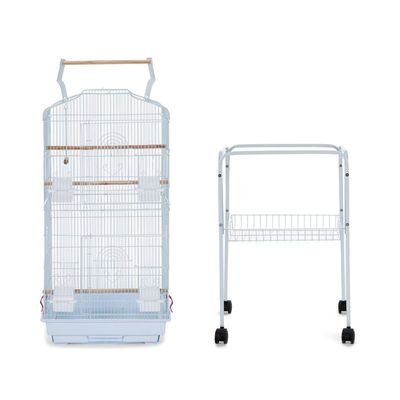 Open Play Top Bird cage with Rolling Stand for Cockatiel Sun Conure Parakeet (White)
